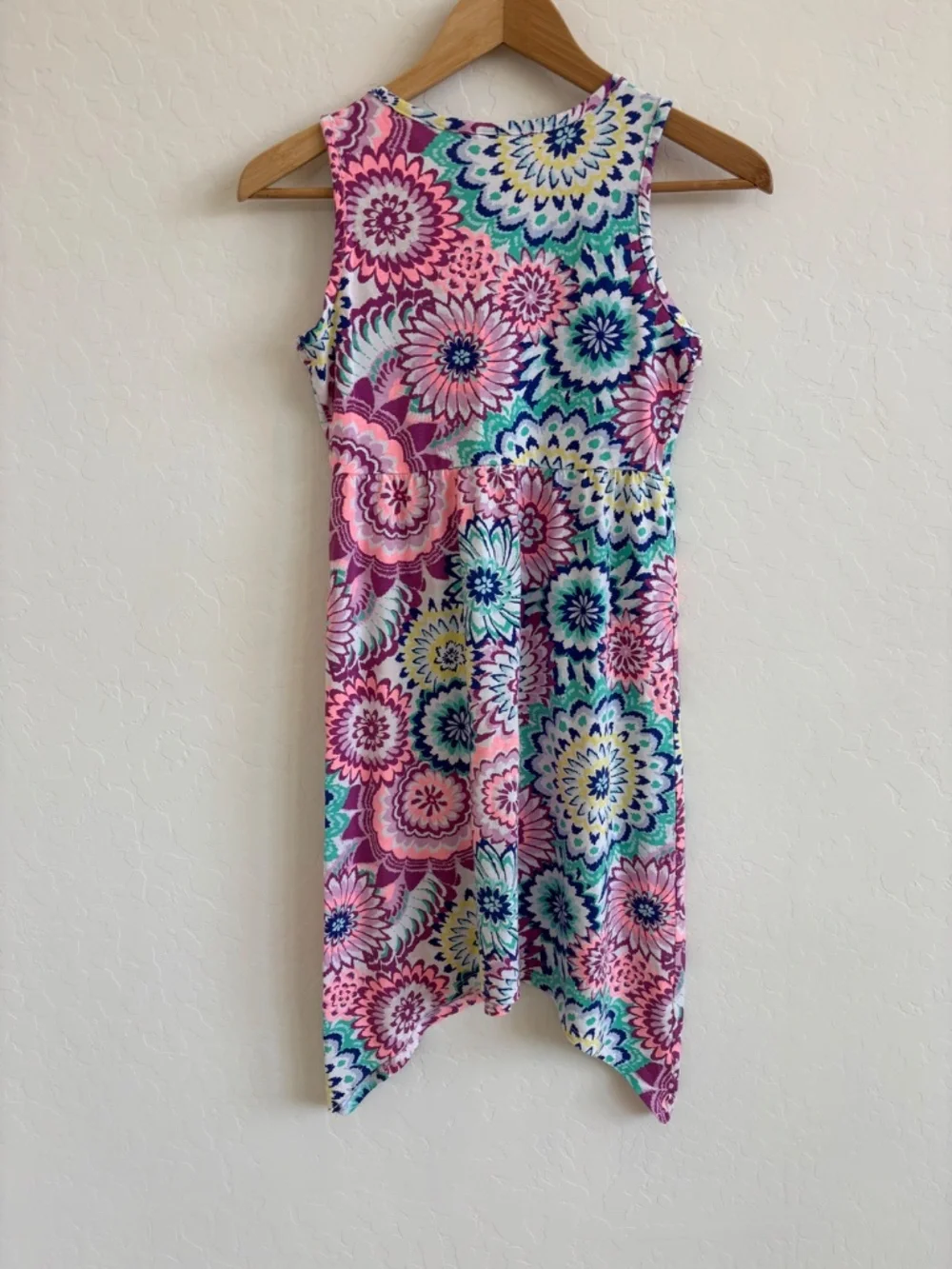 Gymboree Girls Multi-Color Floral Medallion Sharkbite Hem Dress, Size L (10/12)